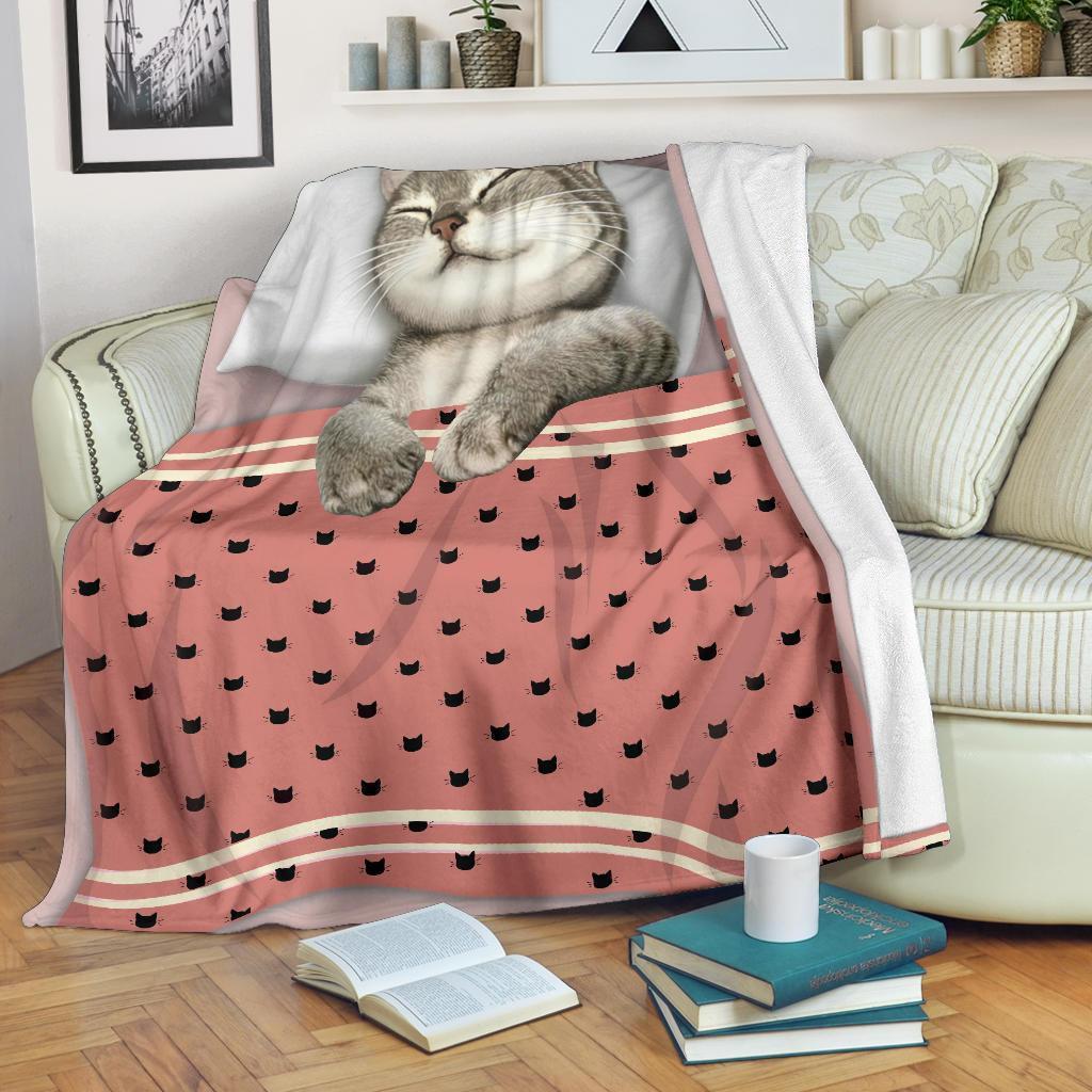 Sleeping Cat Fleece Blanket For Cat Lover-Gear Wanta