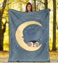 Sleeping Moonlight Beagle Dog Fleece Blanket-Gear Wanta