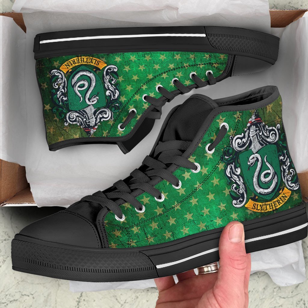 Slytherin Sneakers Harry Potter High Top Shoes Custom-Gear Wanta