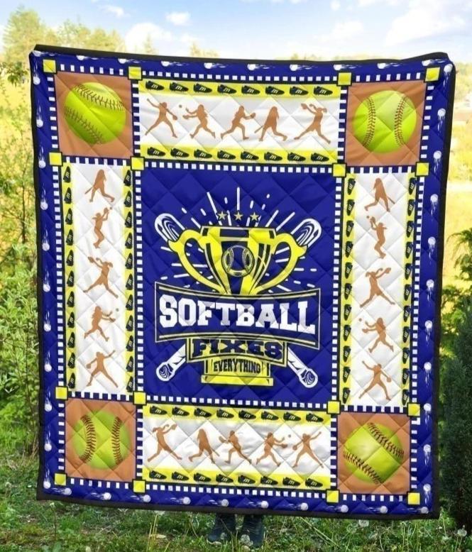 Softball Fixed Everything Quilt Blanket Gift-Gear Wanta