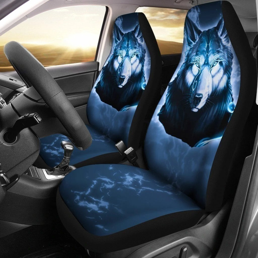 Spirit Blue Wolf Car Seat Covers Custom Car Decoration Accessories-Gear Wanta