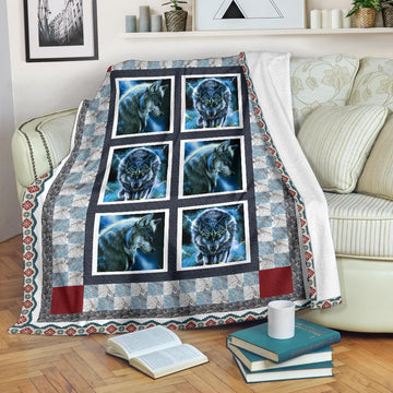 Spirit Wolf Face Fleece Blanket For Wolf Lover-Gear Wanta