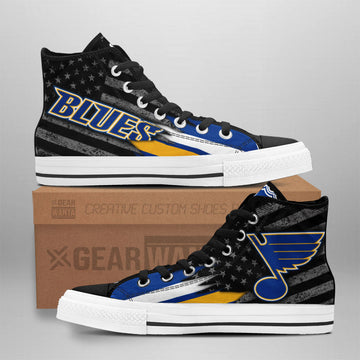 St. Louis Blues High Top Shoes Custom American Flag Sneakers-Gear Wanta