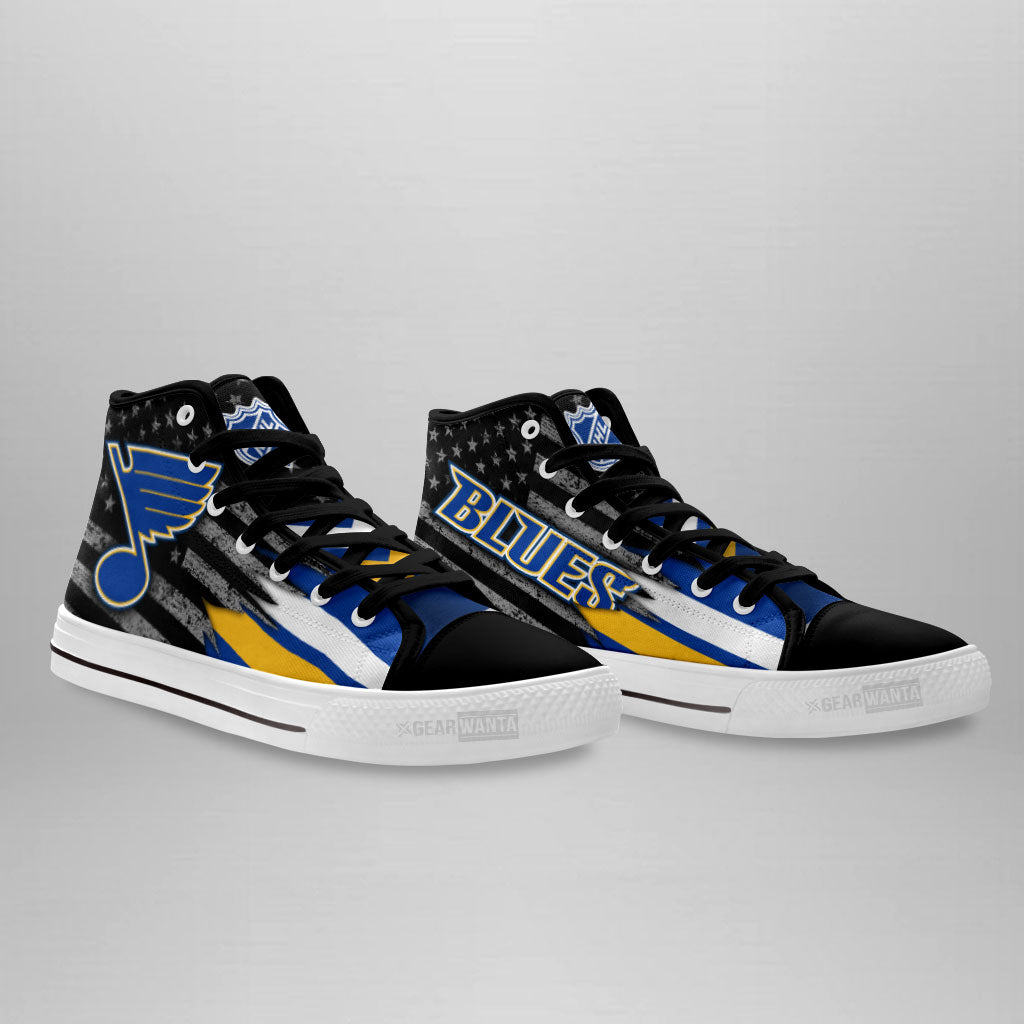 St. Louis Blues High Top Shoes Custom American Flag Sneakers-Gear Wanta