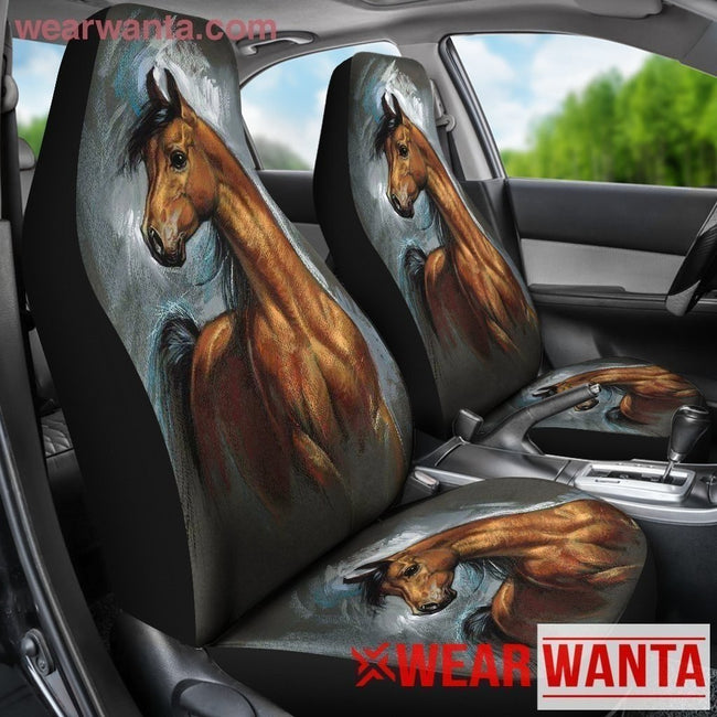 Standardbred Horse Painting Car Seat Covers-Gear Wanta