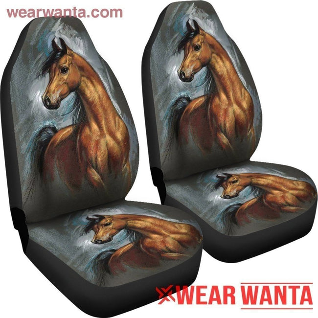 Standardbred Horse Painting Car Seat Covers-Gear Wanta
