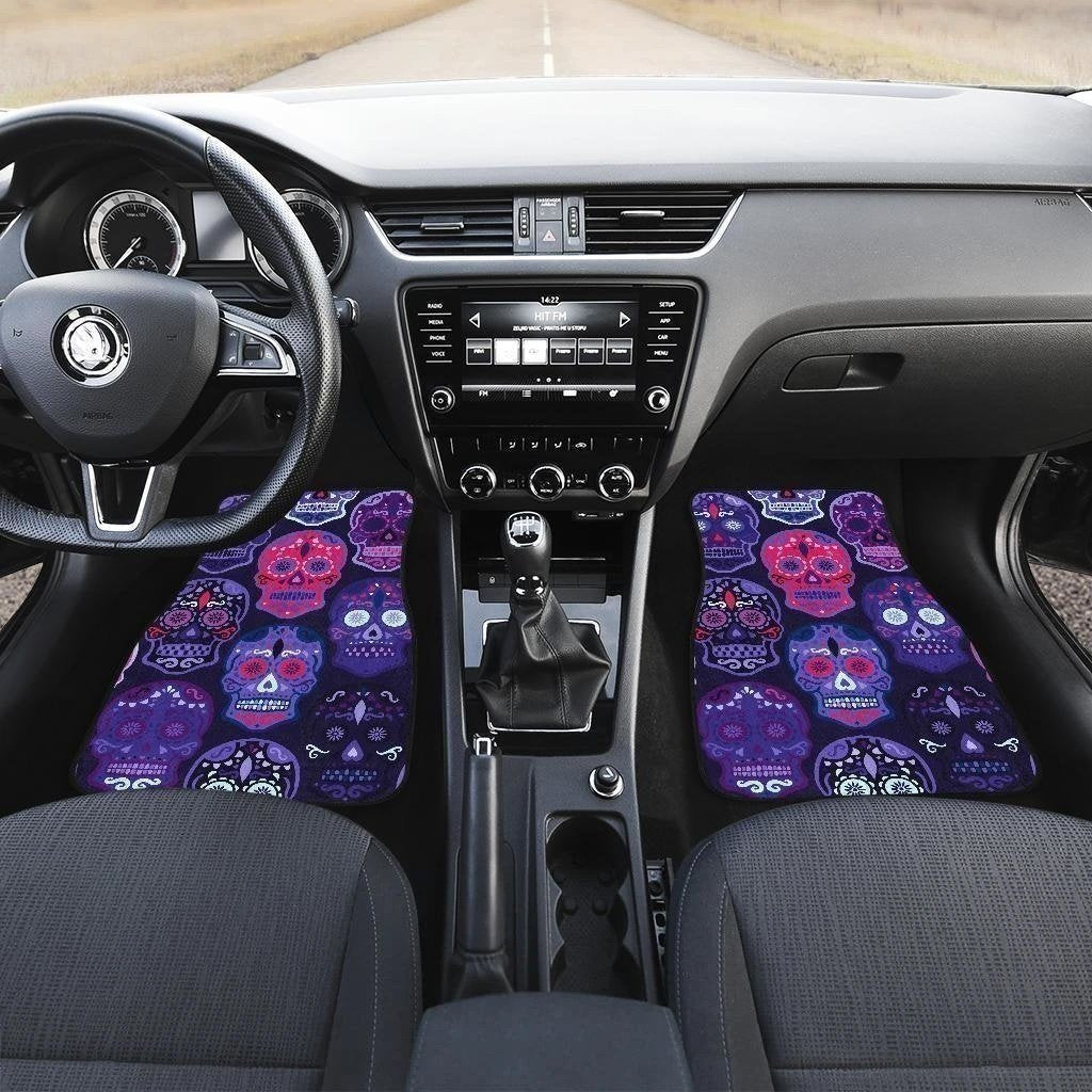 Sugar Skull Graphic Art Car Floor Mats-Gear Wanta