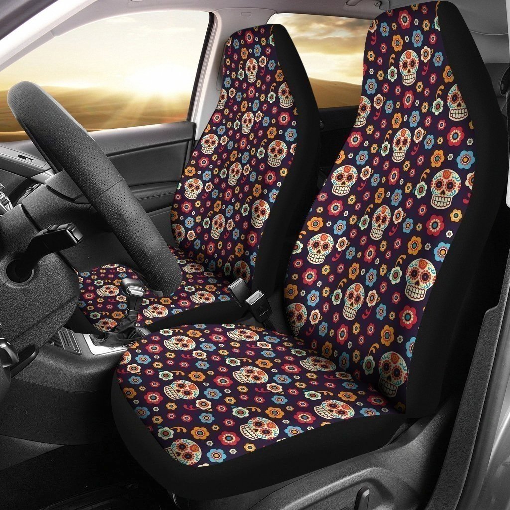 Sugar Skull With Flowers Car Seat Covers LT03-Gear Wanta