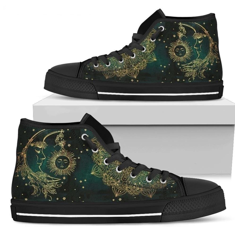 Sun And Moon Gothic Style Women's High Top Shoes-Gear Wanta