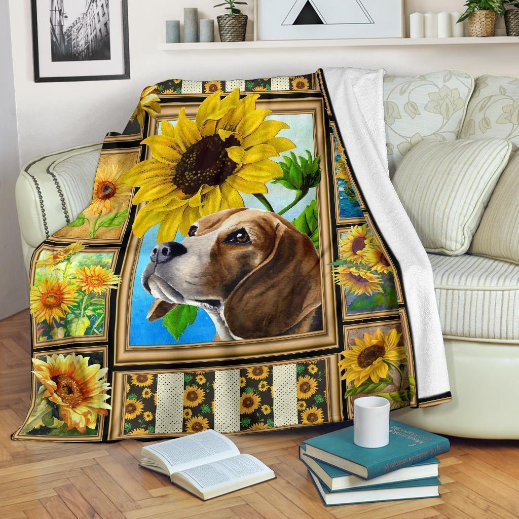Sunflower Beagle Fleece Blanket Dog-Gear Wanta