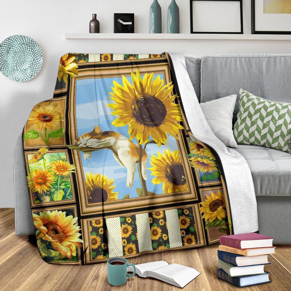 Sunflower Cat Fleece Blanket Cat-Gear Wanta