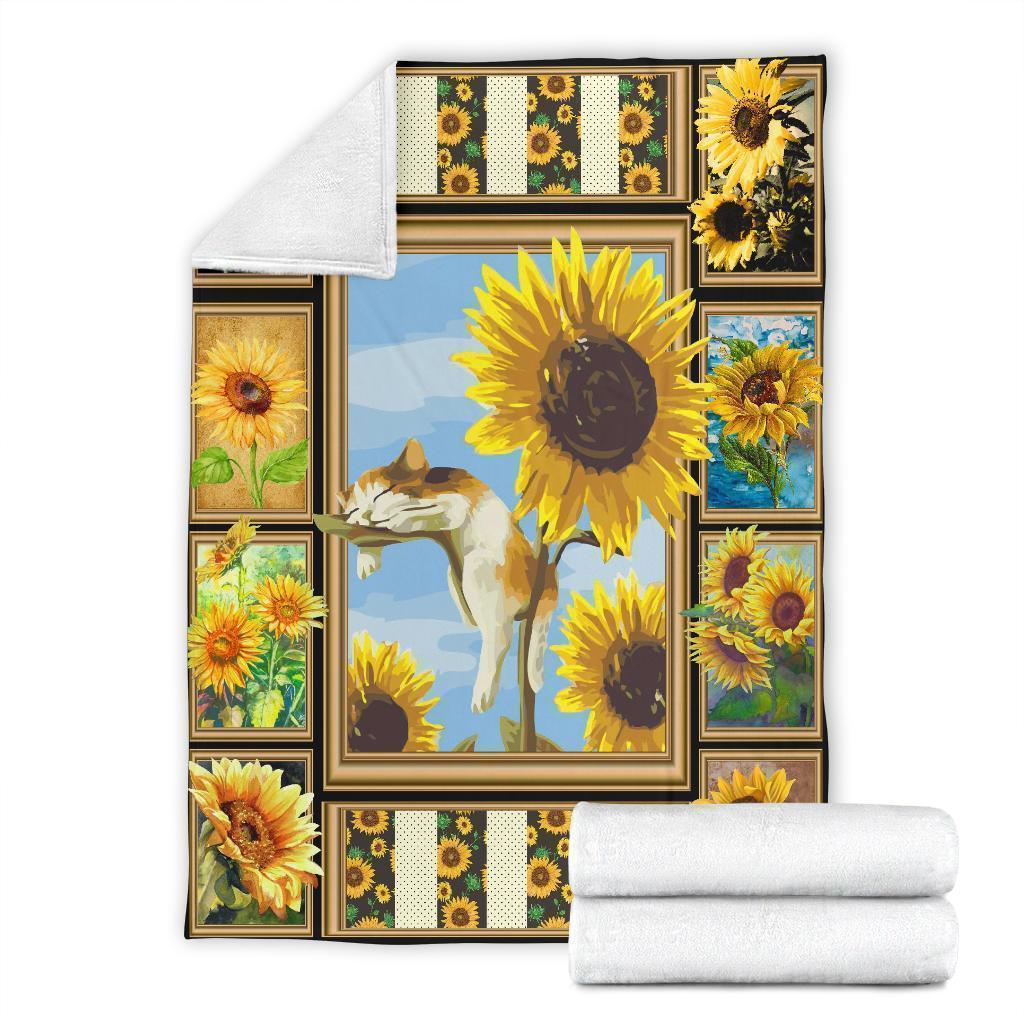 Sunflower Cat Fleece Blanket Cat-Gear Wanta