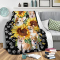 Sunflower Corgi Dog Fleece Blanket-Gear Wanta