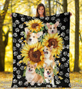 Sunflower Corgi Dog Fleece Blanket-Gear Wanta