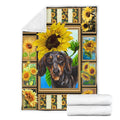 Sunflower Dachshund Fleece Blanket Dog-Gear Wanta