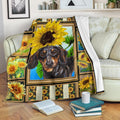 Sunflower Dachshund Fleece Blanket Dog-Gear Wanta