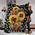Sunflower Dachshund Fleece Blanket-Gear Wanta