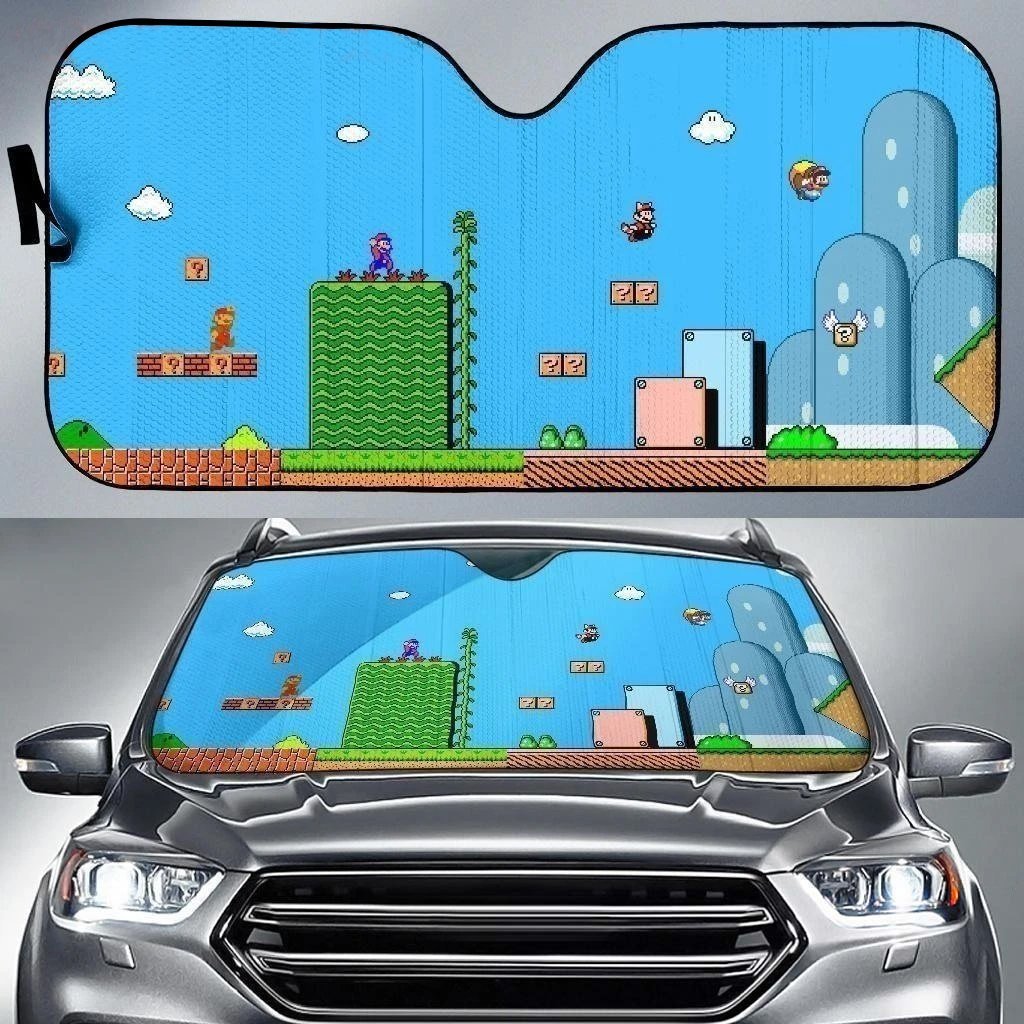 SuperMario 8 Bit Memorial Car Sun Shade-Gear Wanta