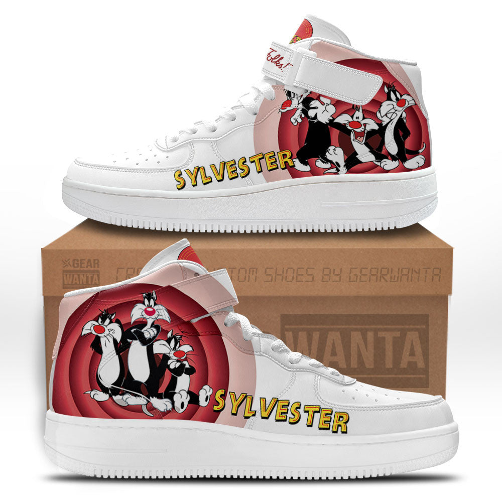 Sylvester James Pussycat Air Mid Shoes Custom Looney Tunes Sneakers-Gear Wanta