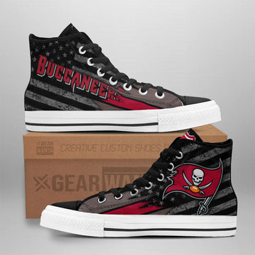 Tampa Bay Buccaneers High Top Shoes Custom American Flag Sneakers-Gear Wanta