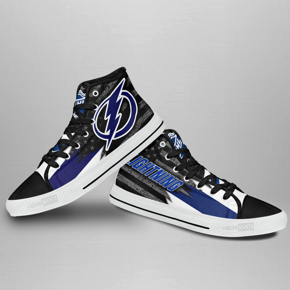 Tampa Bay Lightning High Top Shoes Custom American Flag Sneakers-Gear Wanta