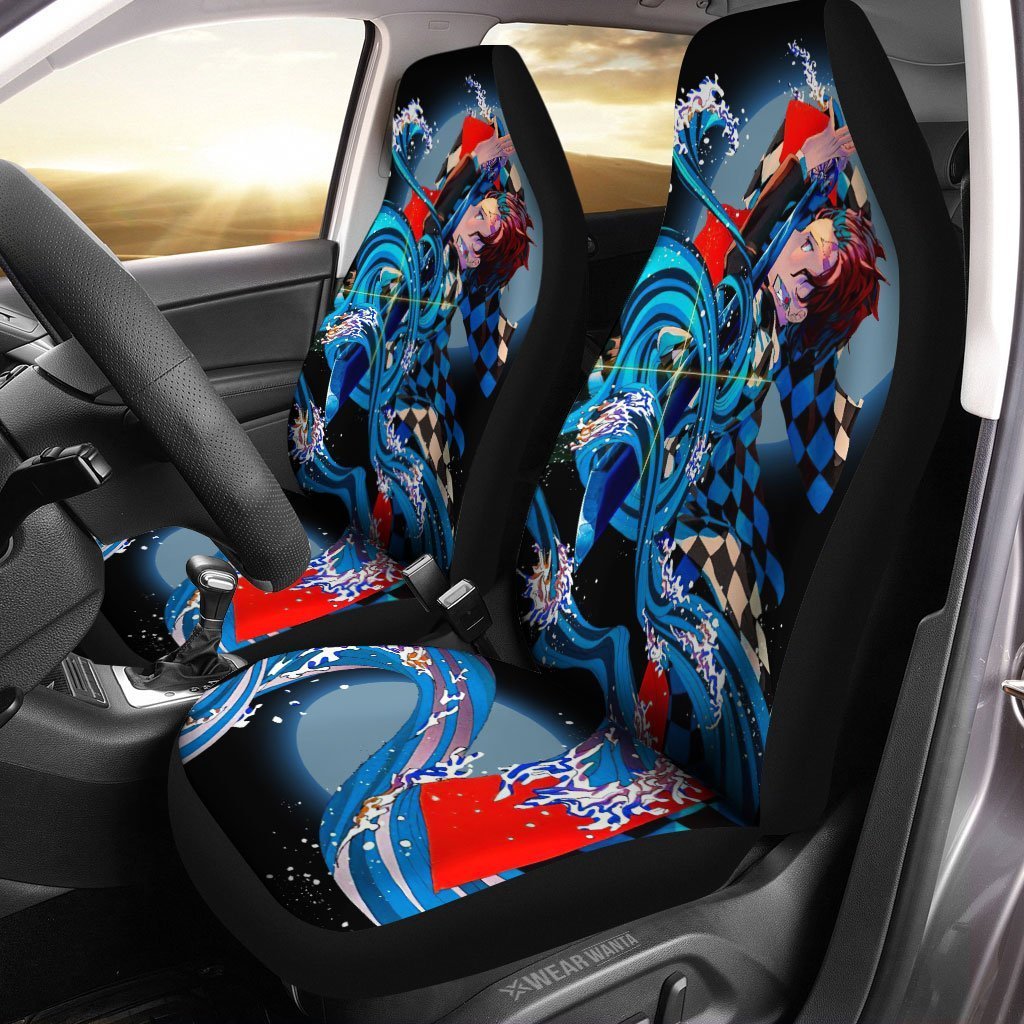 Tanjiro Car Seat Covers Water Breathing Demon Slayer Anime Car Accessories-Gear Wanta