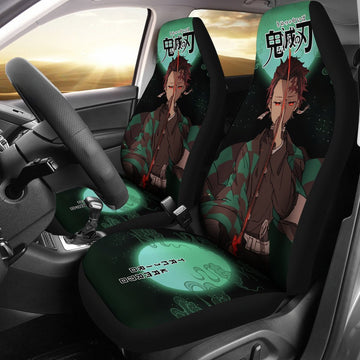 Tanjiro Demon Slayer Under The Moon Car Seat Covers Custom Anime Car Accessories-Gear Wanta