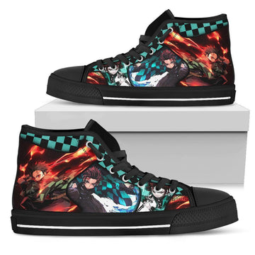 Tanjiro High Top Shoes Custom Demon Slayer Anime Sneakers-Gear Wanta