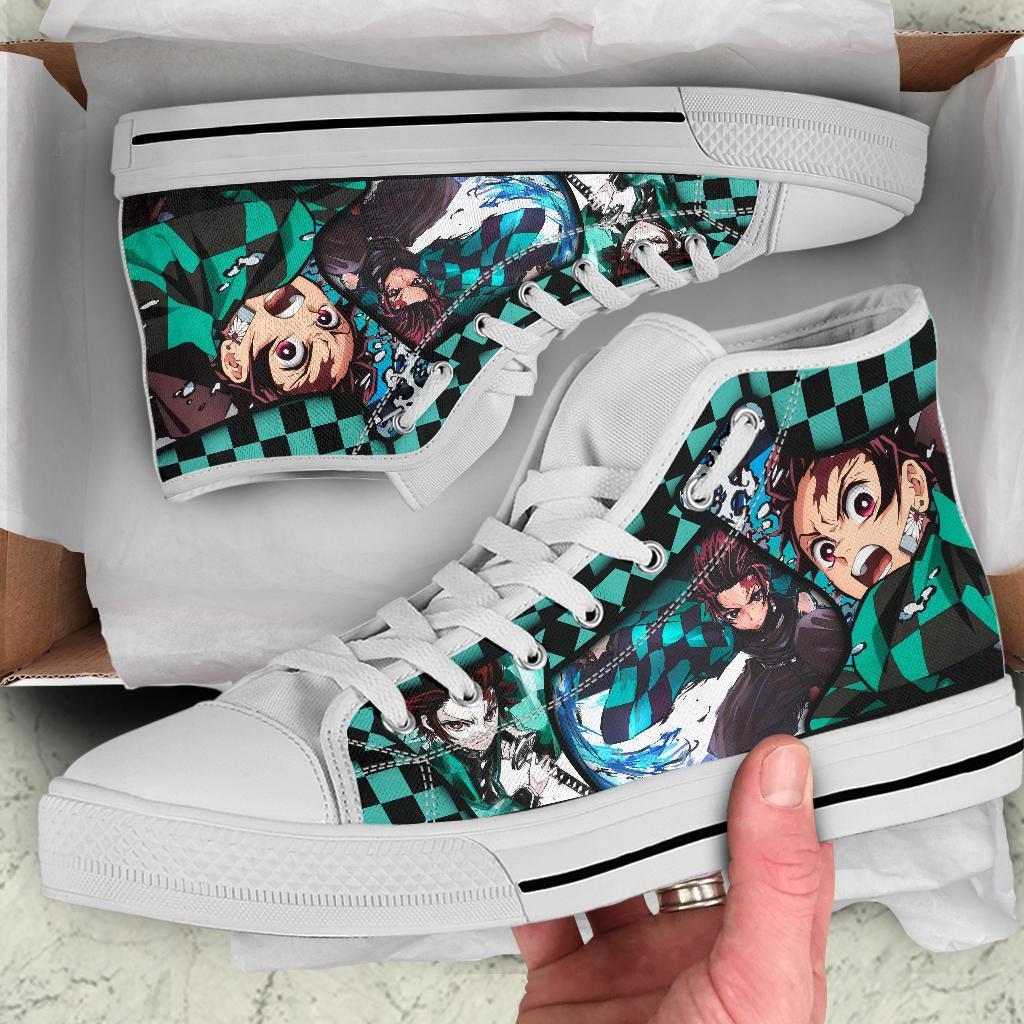 Tanjiro Water Breathing Sneakers High Top Custom Anime Demon Slayer Shoes-Gear Wanta