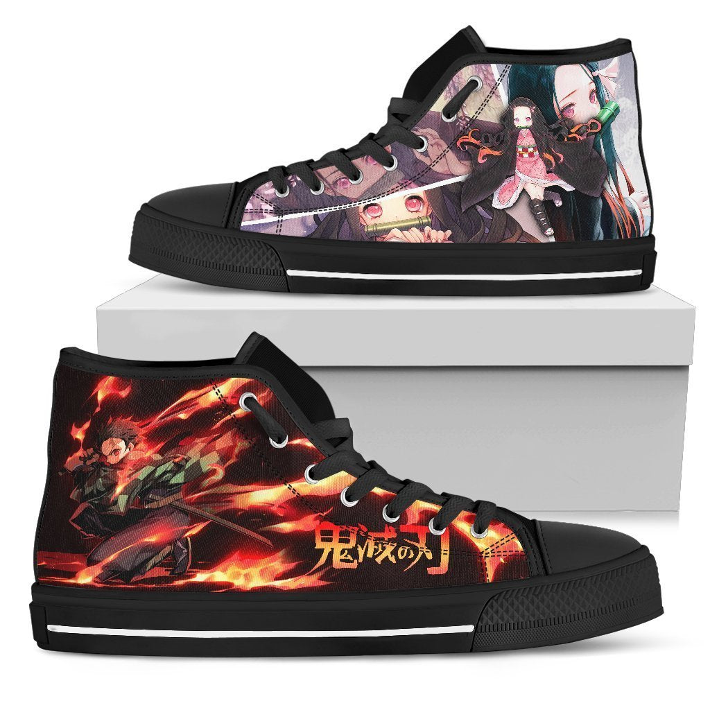 Tanjiro and Nezuko Sneakers High Top Custom Demon Slayer Anime Shoes-Gear Wanta