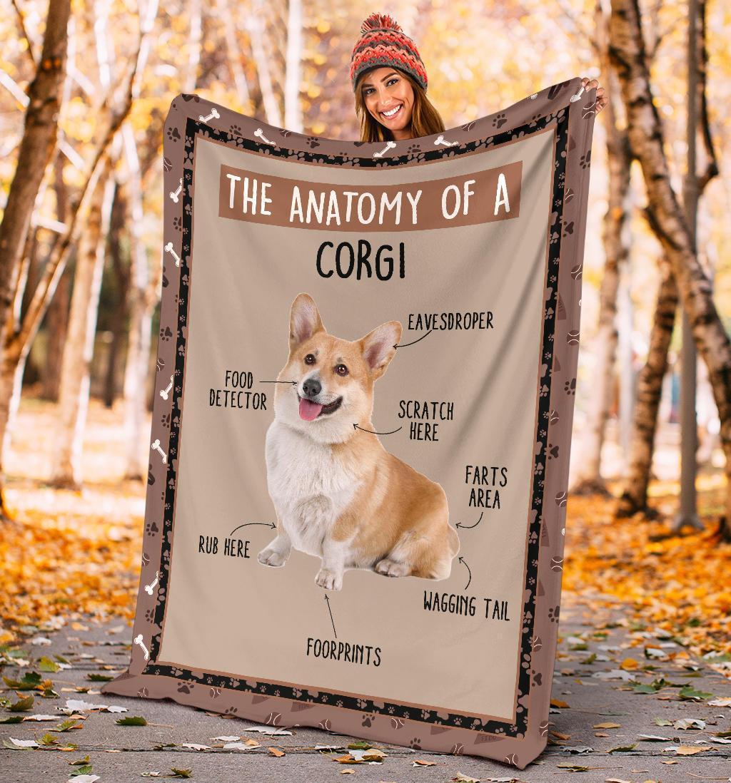The Anatomy Of A Dog Corgi Fleece Blanket Funny-Gear Wanta
