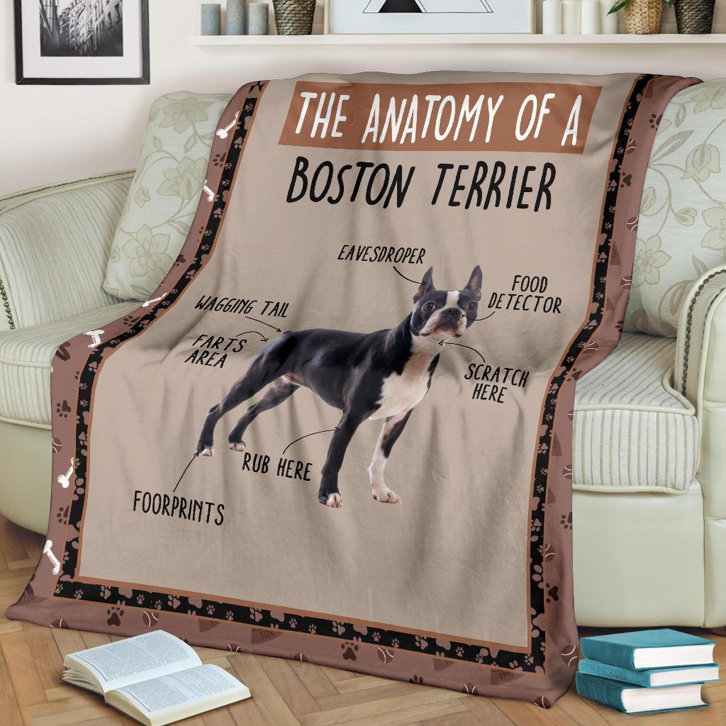The Anatomy Of Boston Terrier Dog Fleece Blanket Funny-Gear Wanta