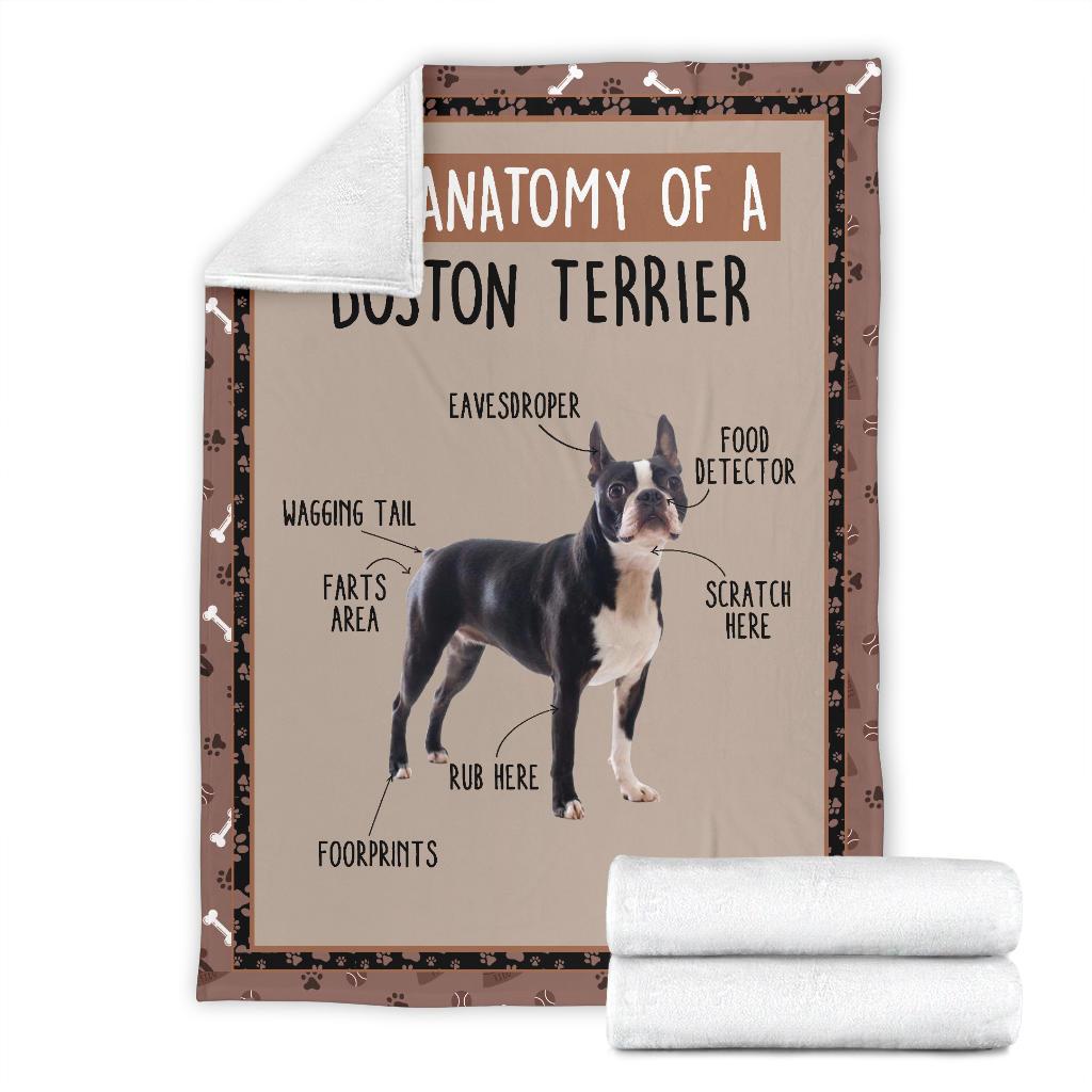 The Anatomy Of Boston Terrier Dog Fleece Blanket Funny-Gear Wanta