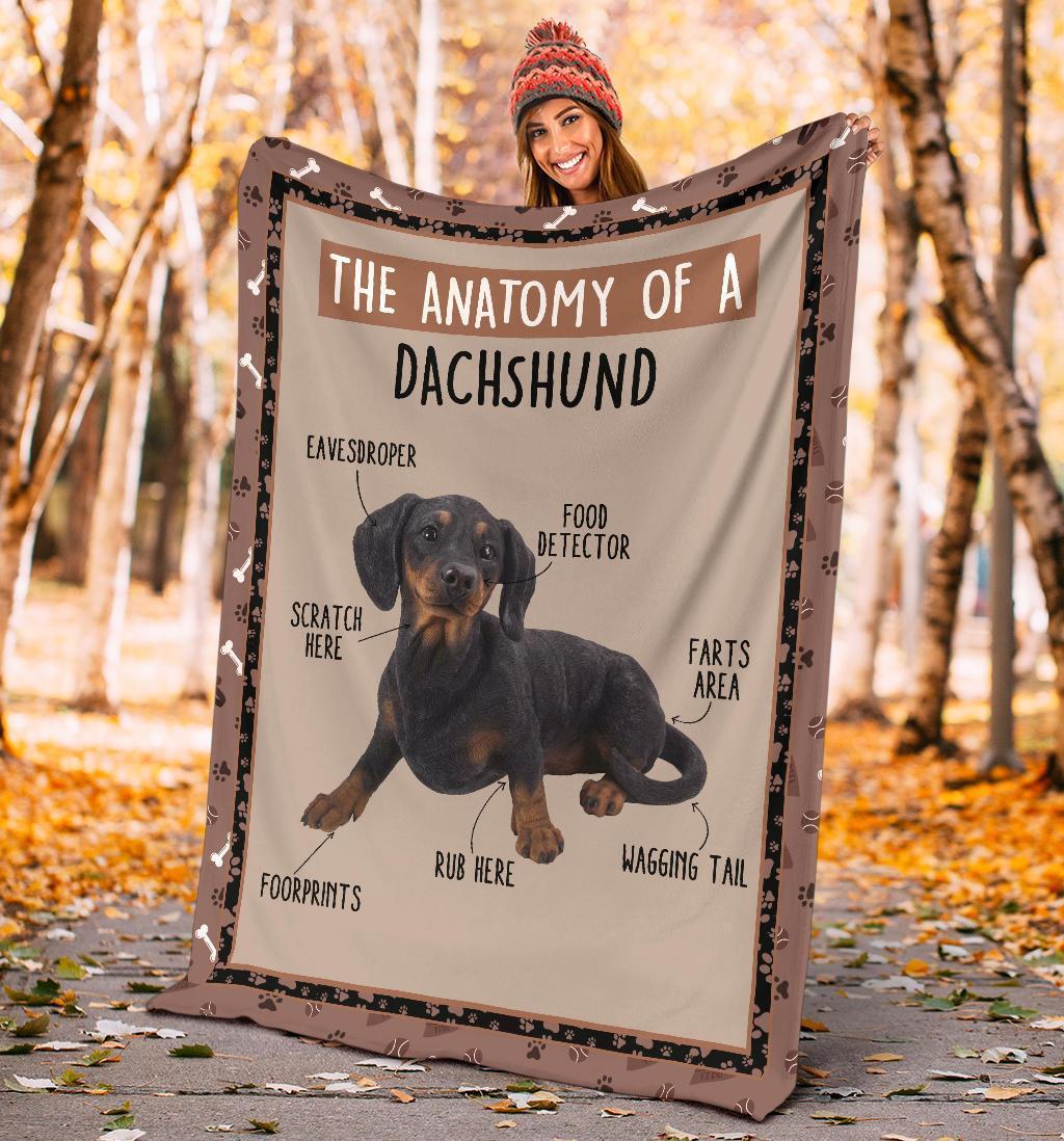 The Anatomy Of Dachshund Dog Fleece Blanket Funny-Gear Wanta