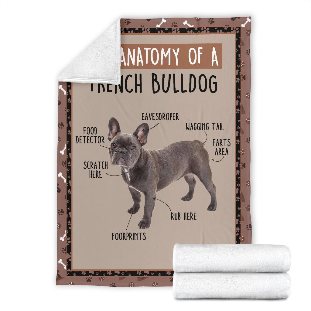 The Anatomy Of French Bulldog Fleece Blanket Funny-Gear Wanta