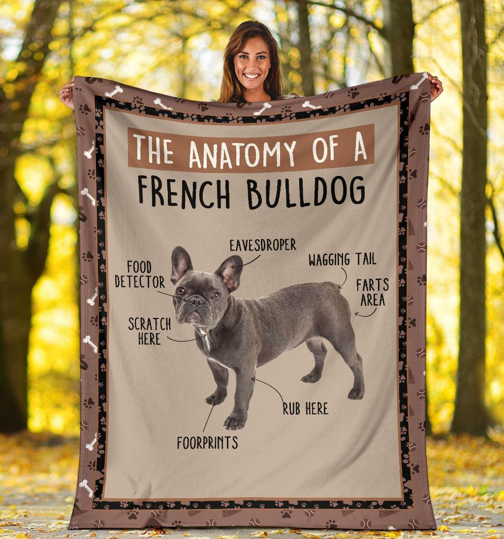 The Anatomy Of French Bulldog Fleece Blanket Funny-Gear Wanta