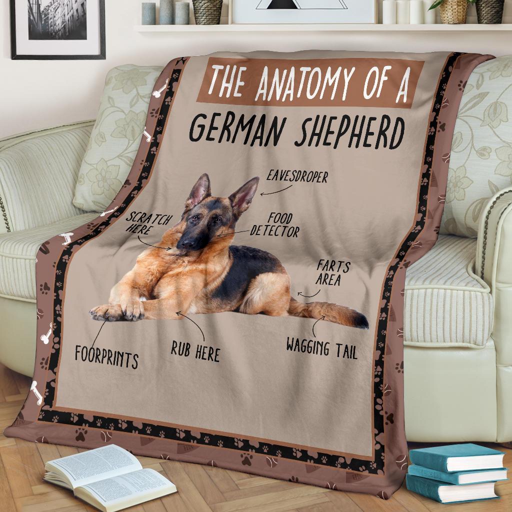 The Anatomy Of German Shepherd Fleece Blanket Funny-Gear Wanta