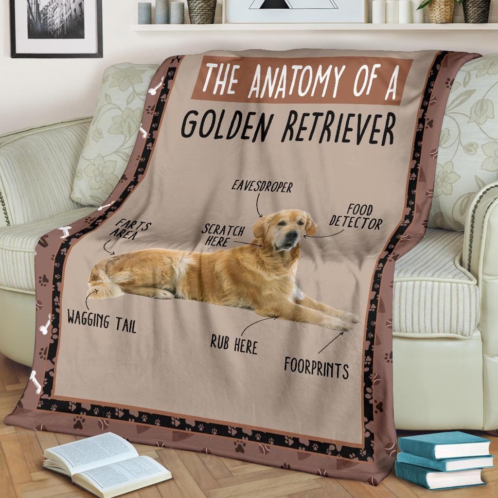 The Anatomy Of Golden Retriever Fleece Blanket Funny-Gear Wanta