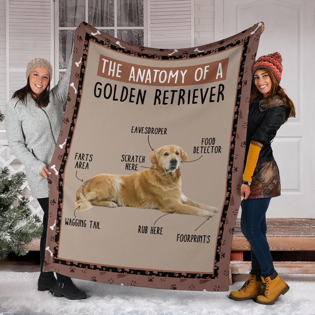 The Anatomy Of Golden Retriever Fleece Blanket Funny-Gear Wanta