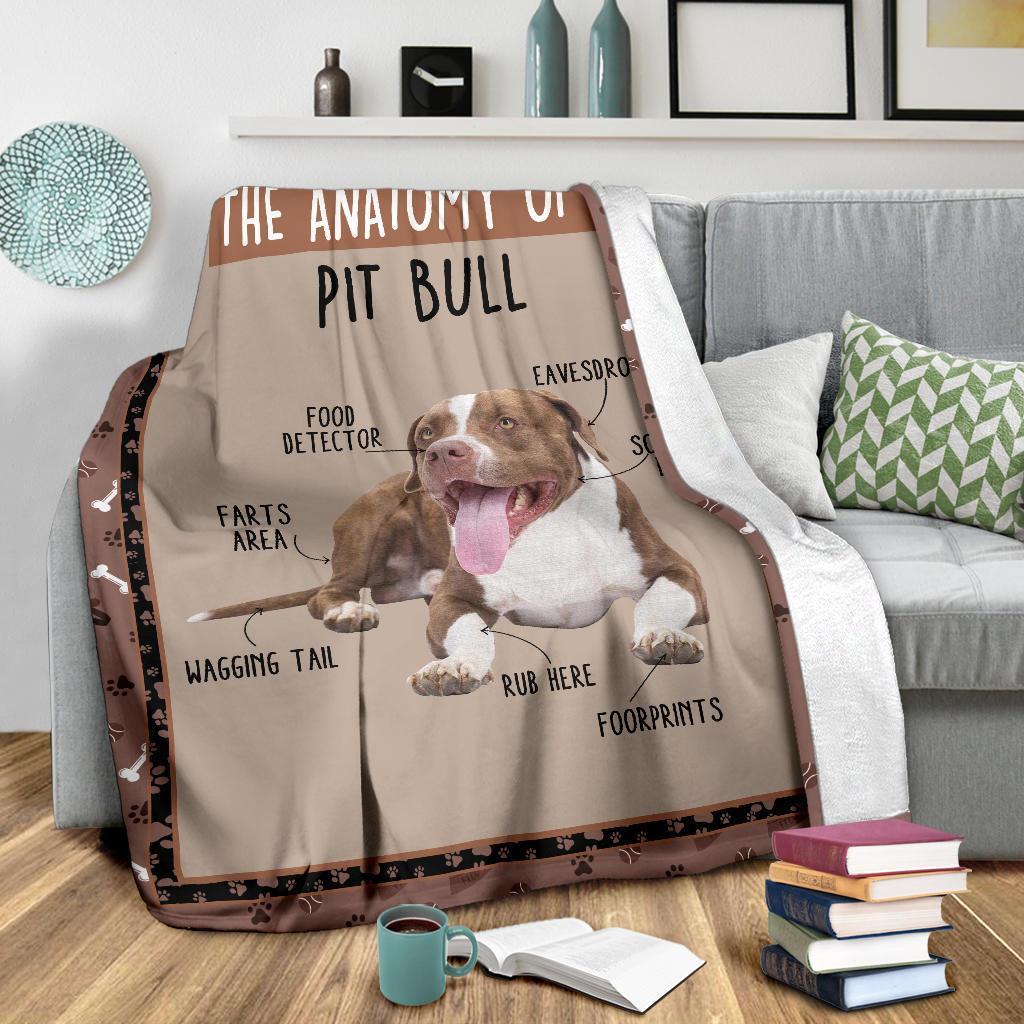 The Anatomy Of Pit Bull Fleece Blanket Funny-Gear Wanta