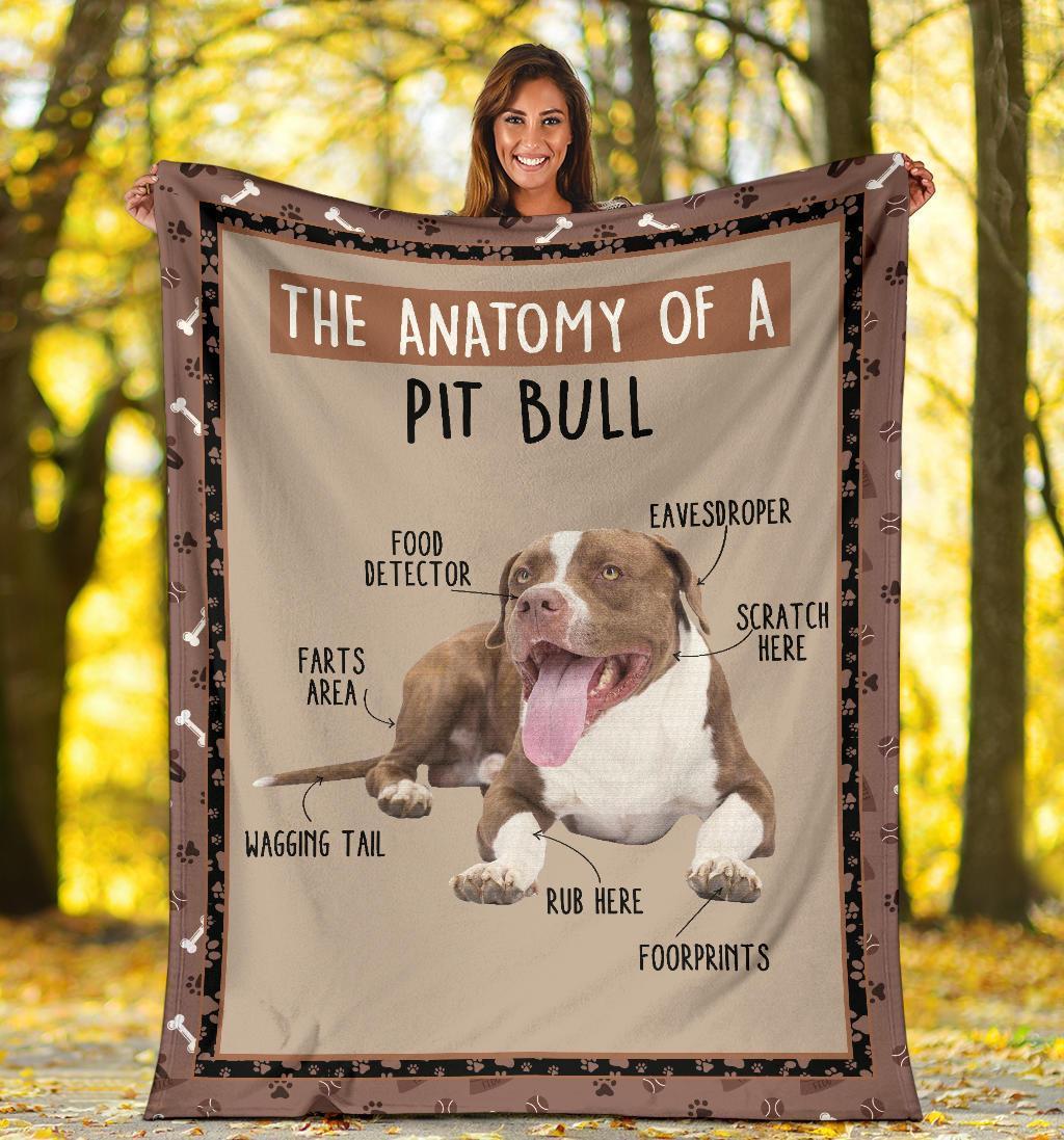 The Anatomy Of Pit Bull Fleece Blanket Funny-Gear Wanta