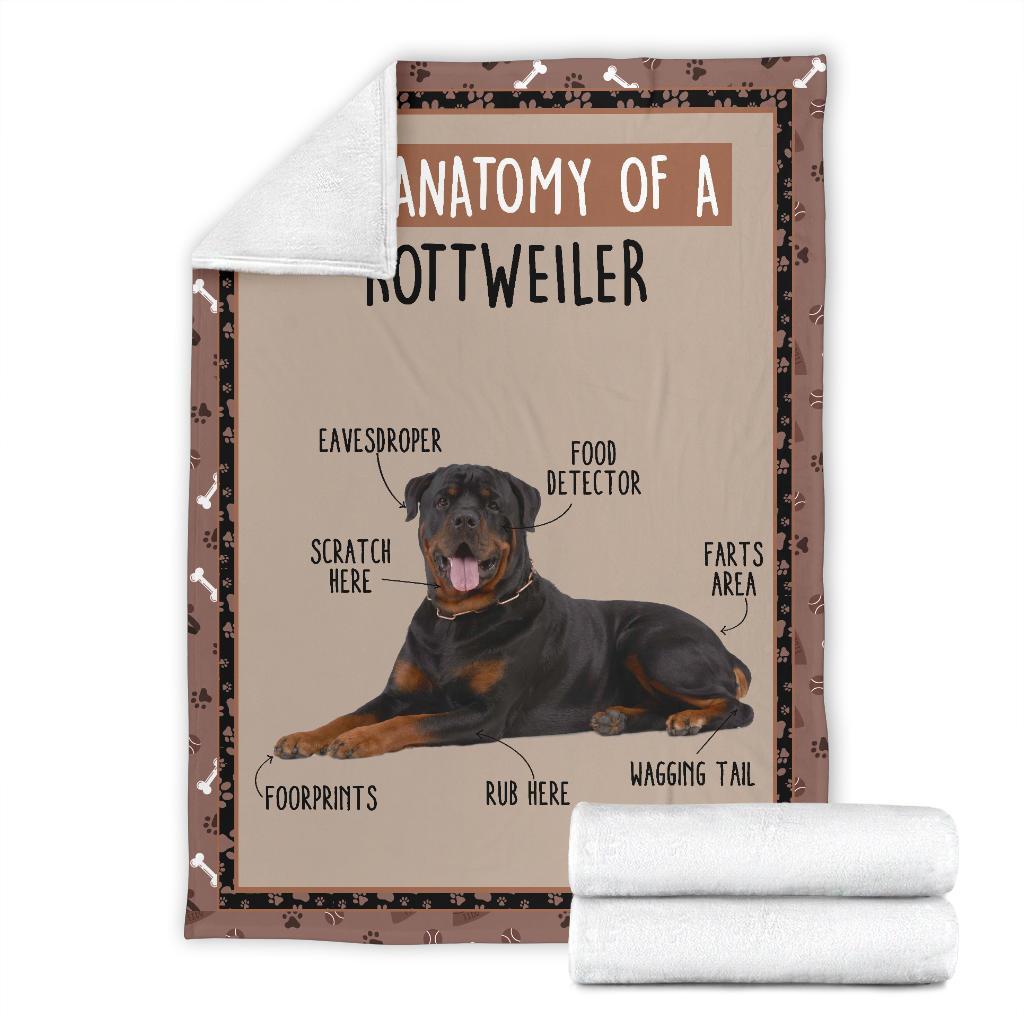 The Anatomy Of Rottweiler Fleece Blanket Funny-Gear Wanta