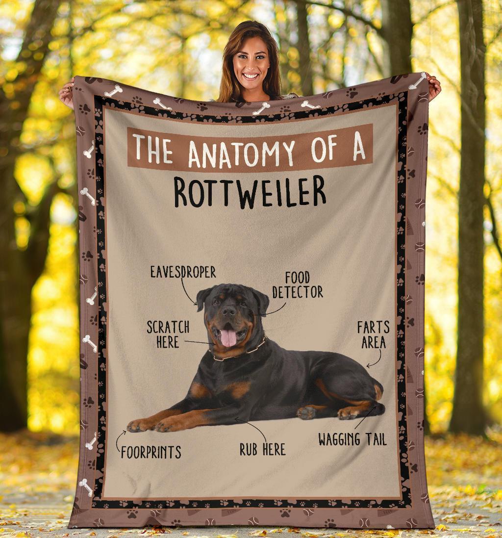 The Anatomy Of Rottweiler Fleece Blanket Funny-Gear Wanta