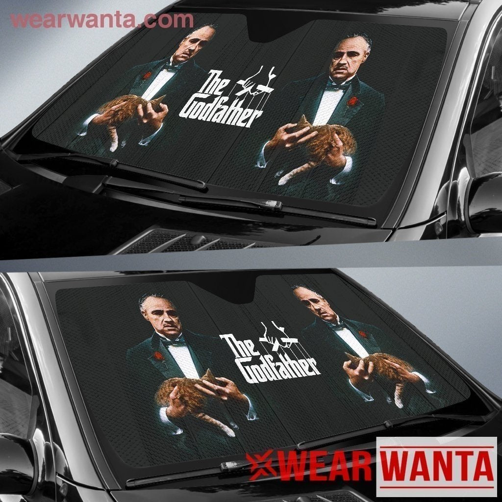 The Godfather With Cat Car Sun Shade-Gear Wanta