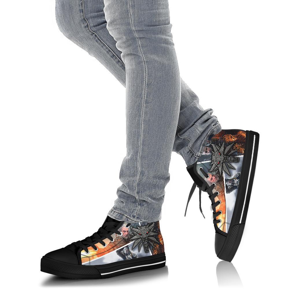 The Witcher Sneakers Wolf Charm High Top Shoes Custom-Gear Wanta