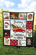 Through The Snow Bulldog Quilt Blanket Xmas-Gear Wanta