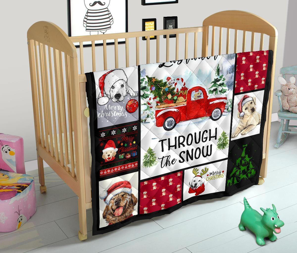 Through The Snow Labrador Dog Quilt Blanket Xmas-Gear Wanta