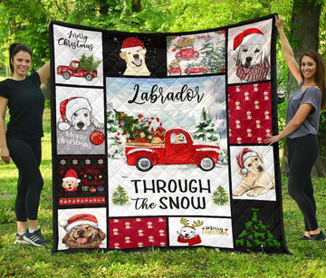 Through The Snow Labrador Dog Quilt Blanket Xmas-Gear Wanta