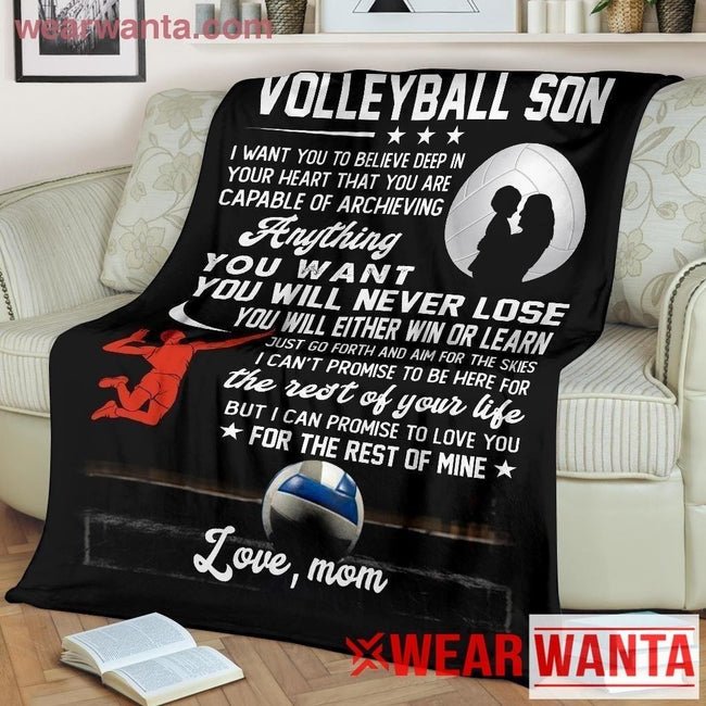 To My Volleyball Son Blanket Custom Gift From Mom Home Decoration-Gear Wanta