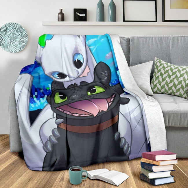 Toothless And Light Fury Blanket Custom Dragon Home Decoration-Gear Wanta